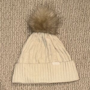 Lululemon Cream Knit Beanie with Pom-Pom